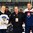 GRAND FORKS, NORTH DAKOTA - APRIL 16: Finland's Aapeli Rasanen #22 and Slovakia's Vojtech Zelenak #3 receives Player of the Game award from Greg Evenson during preliminary round action at the 2016 IIHF Ice Hockey U18 World Championship. (Photo by Matt Zambonin/HHOF-IIHF Images)

